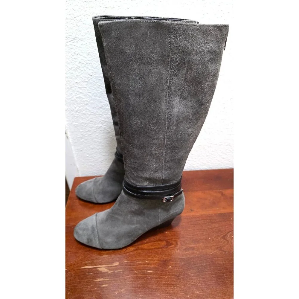 Julianne Hough For Sole Society Nila Women's 8.5BGray Knee-High Suede Wedge Boot